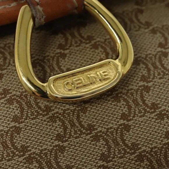 Authentic CELINE Macadam Canvas Shoulder Bag PVC Beige Gold - Picture 11 of 16